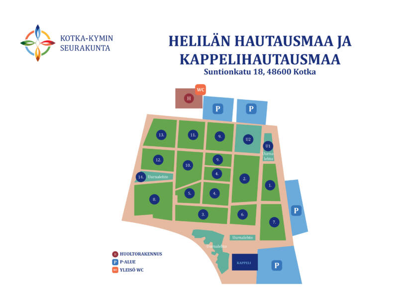 Hautausmaan pohjakartta.