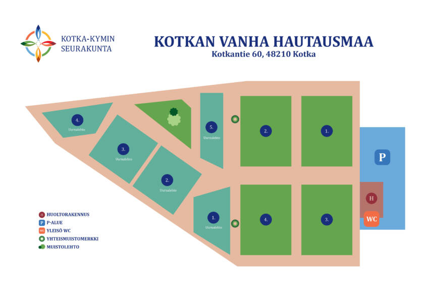 Hautausmaan pohjakartta.