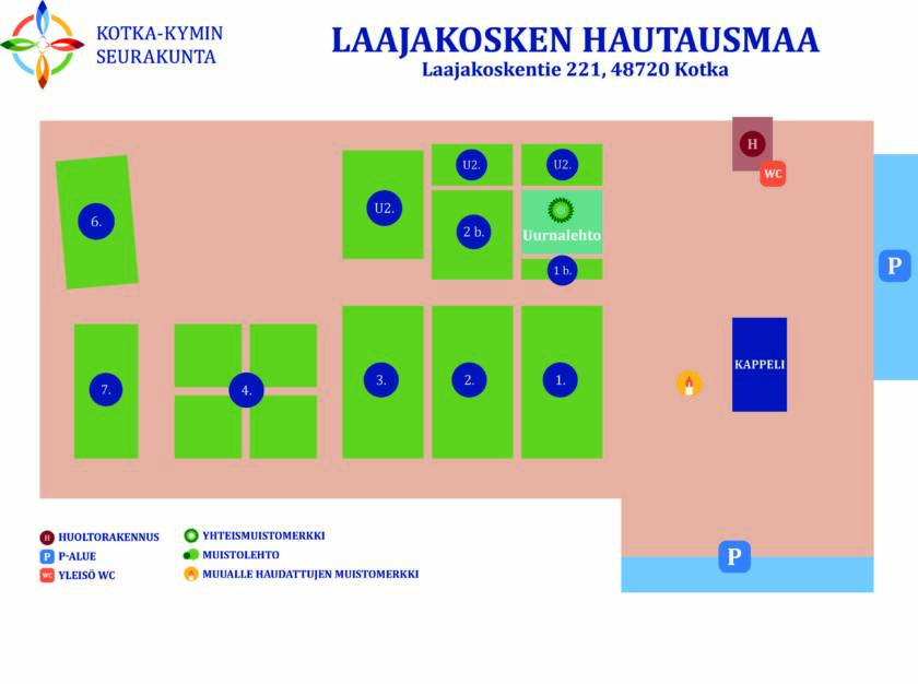 Hautausmaan pohjakartta.