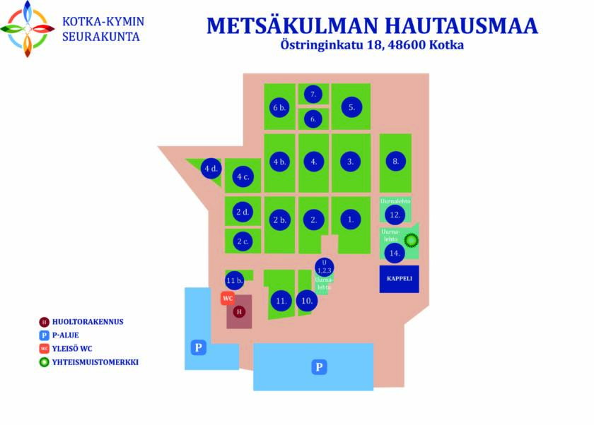 Hautausmaan pohjakartta.